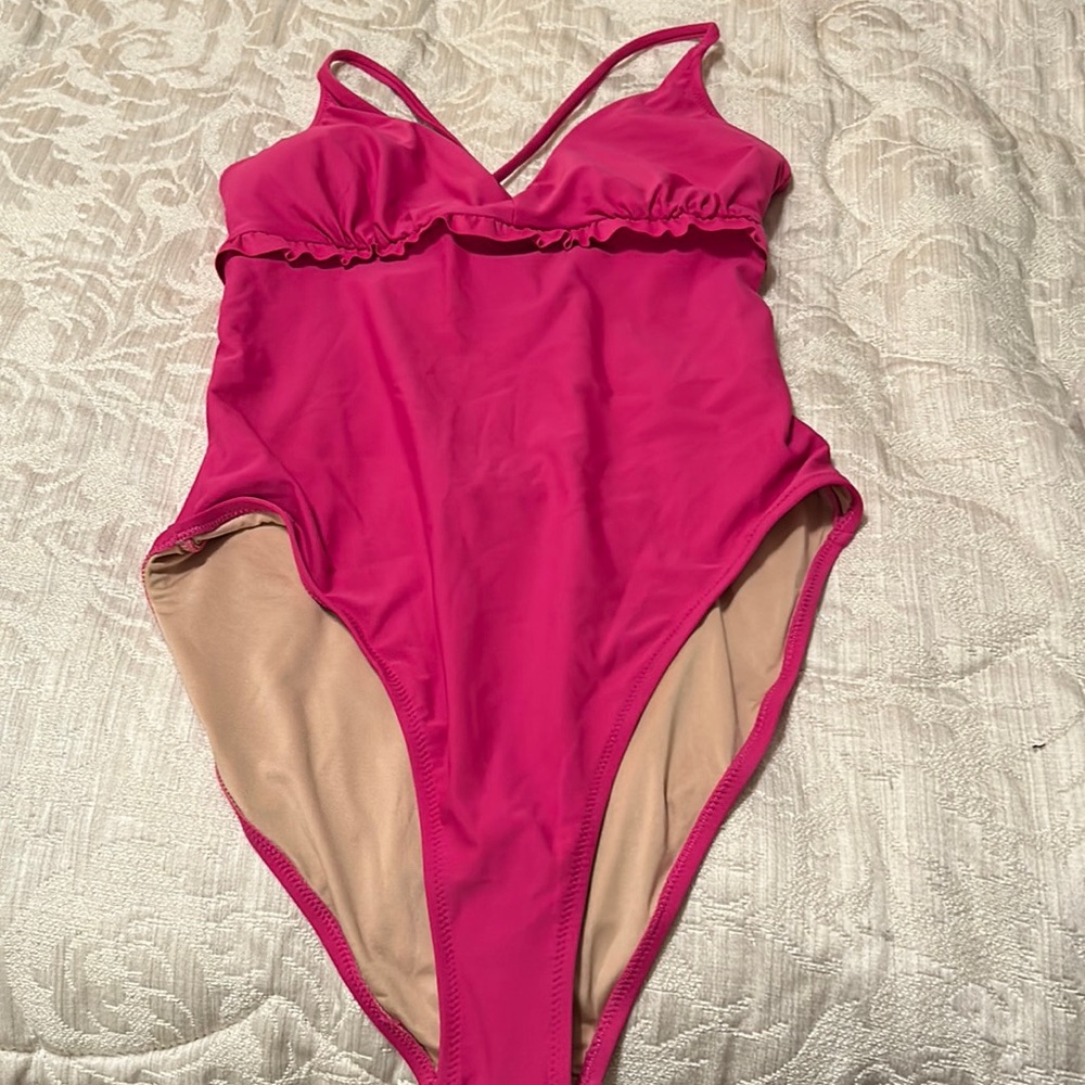 Pink one pc swimsuit size L